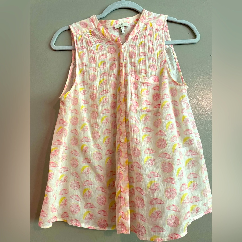 Joie pink grapefruit sleeveless blouse size small